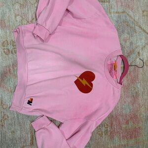 Aviator Nation Pink Heart Lightning Sweatshirt